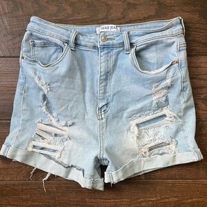 Wax Jean Light Blue Distressed cuffed Women Shorts